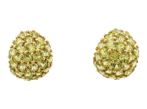 Bague de cocktail pour femme plaquée or 24 carats avec pierres rondes en péridot naturel serties pavé, style glamour, cadeau pierre de naissance d'août - Product Image 3