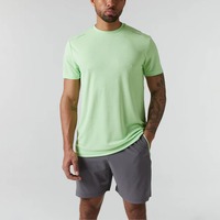 T-shirt à manches courtes pour homme, vert uni, respirant, à séchage rapide, col rond, en jersey léger, coton, coupe sportive, poids personnalisé
