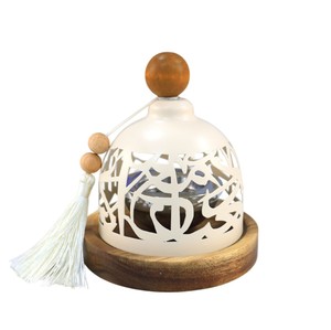 <b>Large</b> Wooden Metal Incense Burner with Cutwork Dome Lid Elegant Bakhoor & Dhoop Holder for Modern Home Decor and Aromatherapy - Product Image 4