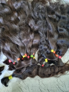 Extensiones de cabello virgen de textura natural Remy indio, cabello crudo liso a granel, tejido de cabello de templo indio del Sur - Product Image 2