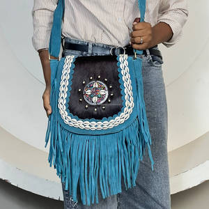 2026 New Arrival Cowhide <b>Fringe</b> Design Crossbody <b>Bag</b> for Women's Top High Quality Genuine Suede Leather Shoulder Handbags - Product Image 4
