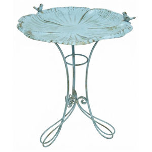 Bassin à oiseaux en bronze antique avec motif d'oiseau colibri en relief, base ronde lourde sur piédestal, décoration de jardin extérieur - Product Image 4