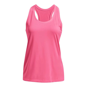 Women's <b>Pink</b> Scoop Neck Knitted Tank <b>Top</b> Solid Color Breathable Sporty Regular Length Sleeveless Shirt - Product Image 3