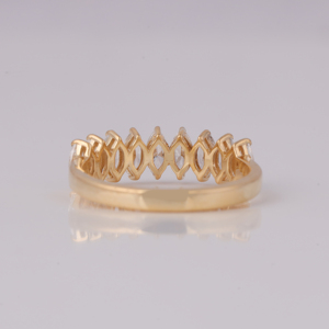 Anillo de Boda con 2 Diamantes Cultivados en Laboratorio con Corte Marquise, Oro Sólido de 14K, Anillo de Media Eternidad Minimalista para Aniversario - Product Image 4