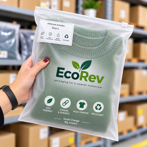 ถุงซิป EcoRev แบบใช้ซ้ำได้ บรรจุภัณฑ์เสื้อผ้าพรีเมียม เป็นมิตรกับสิ่งแวดล้อม แข็งแรง ทนทาน รีไซเคิลได้ เคลือบผิวอเนกประสงค์ กันน้ำ - Product Image 2