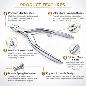 Pince à cuticules professionnelle en acier inoxydable de haute qualité, à mâchoires de précision de 4 mm, outil de manucure et pédicure pour les doigts, logo personnalisé OEM - Product Image 2