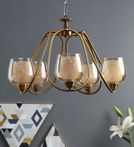 Lustre moderne en or, luminaire suspendu de luxe, lampe à suspension élégante en métal, luminaire d'intérieur contemporain, géométrique - Product Image 3