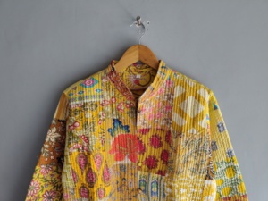 Quilted <b>Patchwork</b> <b>Jacket</b> Women's Mandarin Collar Full Sleeve Cotton Autumn Styles Regular Length Covered Button Closure - Product Image 2