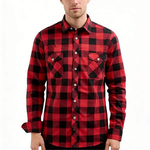 Chemise à carreaux décontractée à manches longues pour hommes de haute qualité, col montant, haut formel pour le bureau - Product Image 3