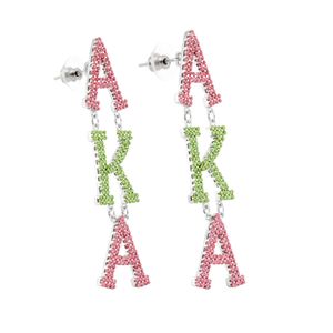 Pendientes Largos Rosa Verde para Mujer, Joyería de Moda, Diseño de Letras de Cristal, Pendientes Elegantes, Accesorio de Regalo para Fiestas y Uso Diario - Product Image 3