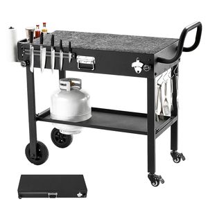Carrito de Barbacoa para Exteriores con Mesa Plegable de 31.0 x 17.0 Pulgadas, Almacenamiento para Pañuelos y Ruedas para Cocinar al Aire Libre - Product Image 1
