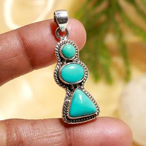 Pendentif en turquoise naturelle de qualité supérieure, argent sterling, turquoise d'Arizona, idéal pour les fêtes, prix d'usine, bijoux en gros - Product Image 3