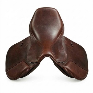 Selle d'équitation anglaise en cuir véritable marron, léger, avec arceau en fibre de verre, pour dressage, entraînement et compétition - Product Image 3
