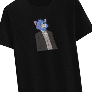 Camiseta Gráfica Personalizada de Estilo Urbano, Camiseta Oversize con Estampado de Gato Azul, Unisex, Casual, Holgada, de Algodón de Alta Calidad - Product Image 2