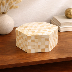 FAIZA CRAFT Boîte de rangement carrée moderne en résine de luxe, artisanale, multi-usages, organiseur de bijoux, étui décoratif - Product Image 1