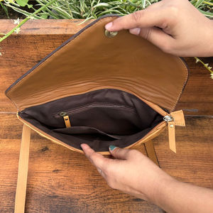 กระเป๋าสะพายข้างทรงซองจดหมายลายเพชรแบบถือด้วยมือใหม่สำหรับผู้หญิงกระเป๋าถือคลัทช์หนังแท้กระเป๋าเงินหนังวัวลายดอกไม้ - Product Image 6