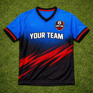 Fabricant de maillots de football OEM, tissu 100% polyester respirant, à séchage rapide, anti-transpiration, coupe ajustée, tailles personnalisées - Product Image 3