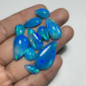 Ethiopian Blue Opal Pryba Color Natural Opal Loose Cabochon Pear Cut Precious Gemstone for Jewelry Making Collection - Product Image 3
