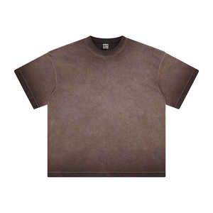 Meilleurs T-shirts graphiques en coton 250 g/m² à ourlet brut, déchirés, à épaules tombantes, effet vieilli, courts, délavés à l'acide, coupe oversize - Product Image 1