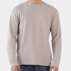 เสื้อยืดแขนยาวผู้ชายทรงโอเวอร์ไซส์ ผ้าเจอร์ซีย์คอตตอน 100% พร้อมโลโก้สั่งทำพิเศษ คุณภาพพรีเมียม OEM ระบายอากาศได้ดี เหมาะสำหรับเล่นกีฬา - Product Image 1