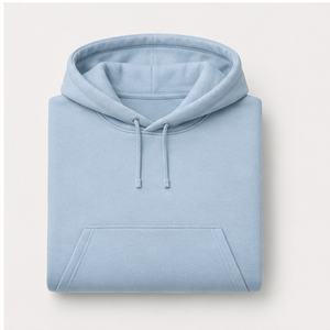 Sweat à capuche droit classique pour homme, bleu glace, personnalisable, avec cordon de serrage ton sur ton, poche kangourou, en polaire brossée compacte MHOOD-0029 - Product Image 5