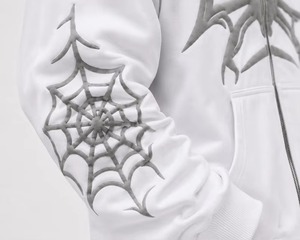 Sweat-shirt à capuche zippé intégral pour homme, coupe oversize, délavé à l'acide, avec crâne en strass personnalisé, brodé, orné de cristaux scintillants, pour l'hiver - Product Image 3
