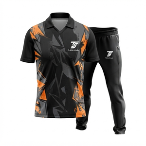 Uniforme de cricket professionnel en polyester 100% pour sublimation, personnalisable avec nom d'équipe, taille élastique, manches courtes, unisexe, prix bas, vente chaude - Product Image 2