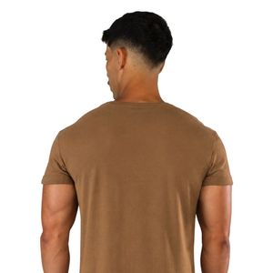 Camiseta Deportiva Ajustada de Algodón Suave para Hombre, Color Marrón Camel, para Entrenamiento, Fitness, Estilo Casual - Product Image 5