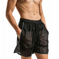 Shorts en maille pour hommes, taille mi-haute, avec cordon de serrage, coupe-vent, séchage rapide, pour la plage, vente en gros