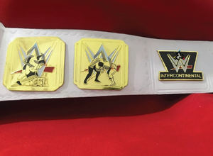 Cinturón de Campeonato Intercontinental W-W-E Personalizado de 2 mm de Latón, Talla Adulto - Placas de Metal Chapadas en Oro y Correa de Cuero - Product Image 6