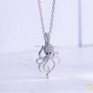 High Shine Sea Life Pendant <b>Necklace</b> Featuring Moissanite Diamonds In <b>Solid</b> 925 <b>Silver</b> Hip Hop Jewelry - Product Image 5
