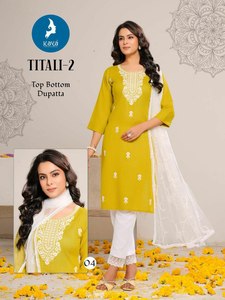 Tissu en soie rayonne pure magnifique mais précieux coupe droite bordure 3 pièces Salwar Kameez idéal pour les célébrations/fêtes de Diwali - Product Image 5