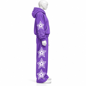 Conjunto de Sudadera y Pantalones Deportivos Personalizados de Felpa, Ropa Urbana Otoñal, Estampado Digital con Efecto Deslavado al Sol, Lavado Ácido, Traje Deportivo para Hombre - Product Image 2