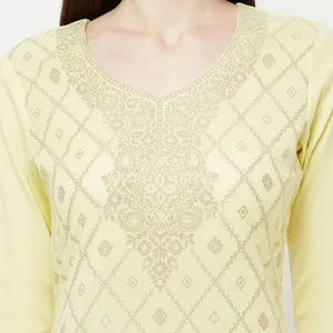 ผ้าชุดเดรส Safaa สำหรับผู้หญิง ผ้าฝ้ายลายเลมอน ทอแบบ Chikankari แบบยังไม่เย็บ พร้อมผ้าคลุมไหล่ - Product Image 6