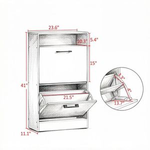 Meuble de rangement pour chaussures avec séparateurs réglables, design fin inclinable, blanc, pour entrée et couloir - Product Image 6