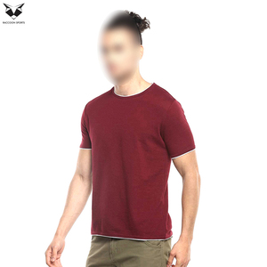 เสื้อยืดแขนสั้นผู้ชาย ผ้าฝ้ายถัก 100% สีแดงเลือดหมู คุณภาพสูง สวมใส่สบาย เนื้อผ้านุ่ม ใส่ได้ทุกวัน - Product Image 3