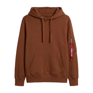 Sudadera con Capucha Negra para Hombre, Corte Holgado, Algodón French Terry, Diseño con Bolsillo, Estilo Casual Urbano, Logotipo en la Manga Izquierda, Ropa de Otoño - Product Image 4