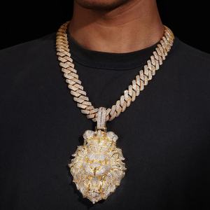 Pendentif Tête de Lion Moissanite Iced Out Plaqué Or 18K, Breloque Hip Hop, Idéal pour Homme, Port Quotidien, Cadeau pour Amoureux - Product Image 3