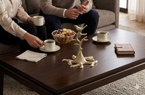 Bol décoratif en aluminium doré, motif abstrait géométrique, fait main, style Art Déco, pour fruits ou clés, décoration de table de luxe - Product Image 3