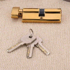 premium 80mm solid brass cylindrical <b>handle</b> set secure keyed entry knob combination with multi-key pack for luxury villas - Product Image 4