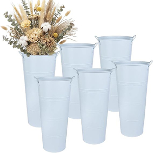 Vase en métal pour fleurs, 15 pouces de haut, style rustique, centre de table pour la décoration de la maison au printemps et pour les mariages - Product Image 5