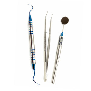 Kit Básico de Diagnóstico Dental de 3 Piezas: Espejo, Explorador, Pinzas, Fuente de Alimentación Manual, Instrumentos Quirúrgicos de Acero Inoxidable - Product Image 2