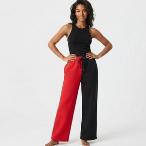 High Quality <b>Women</b> Color Block Wide <b>Leg</b> Pants Two Tone Drawstring Waist Loose Fit Casual Streetwear Ladies <b>Jogger</b> Trendy Fashion - Product Image 6