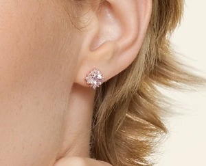 Pendientes de lujo con Morganita y Halo de Diamantes Cultivados en Laboratorio en Oro Rosa de 14K - Product Image 2
