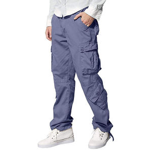 <b>Men's</b> Tactical Cargo <b>Pants</b> Canvas Material Multiple Pockets Workwear Style High Waist Elastic Waist Autumn Wear - Product Image 2