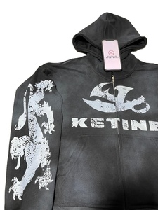 เสื้อฮู้ดดี้โอเวอร์ไซส์ผ้าเฟรนช์เทอร์รี่ 100% ผ้าฝ้าย สำหรับฤดูหนาว แบบซิป มีลายพิมพ์ดิจิทัล ดีไซน์วินเทจซันเฟด สำหรับผู้ชาย - Product Image 2