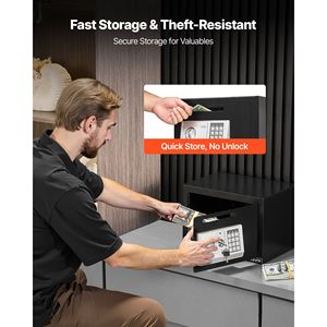 Cassetta di sicurezza compatta da 0,6 piedi cubi per deposito contanti, resistente, con manopola a combinazione e fessura frontale per deposito, armadietti di stoccaggio a L - Product Image 2