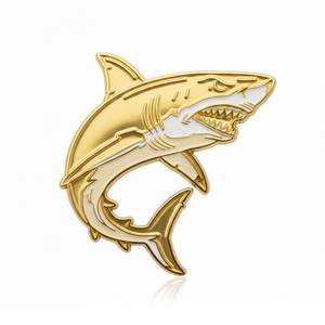 Emblème de voiture requin en métal noir émaillé souple, design classique, thème Océan, plaqué or, découpe sur mesure, cadeaux souvenirs d'affaires - Product Image 3