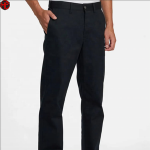 Pantalon chino uni en coton 100% pour homme, coupe droite, taille mi-haute, style hip-hop, couleur unie, pantalon formel - Product Image 1