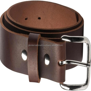 Cinturón informal de cuero de primera calidad negro y marrón de una sola capa hecho a mano duradero para hombres con hebilla de cromo de un solo pin de lujo - Product Image 1